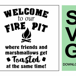 Willkommen in unserer Feuerstelle SVG Schablone - Digital Download Datei - Firepit