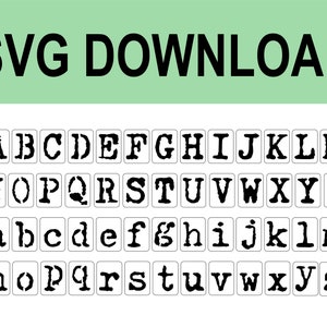 Typewriter Font SVG Stencil- Digital Download File - Uppercase & Lowercase Letters - Full Alphabet