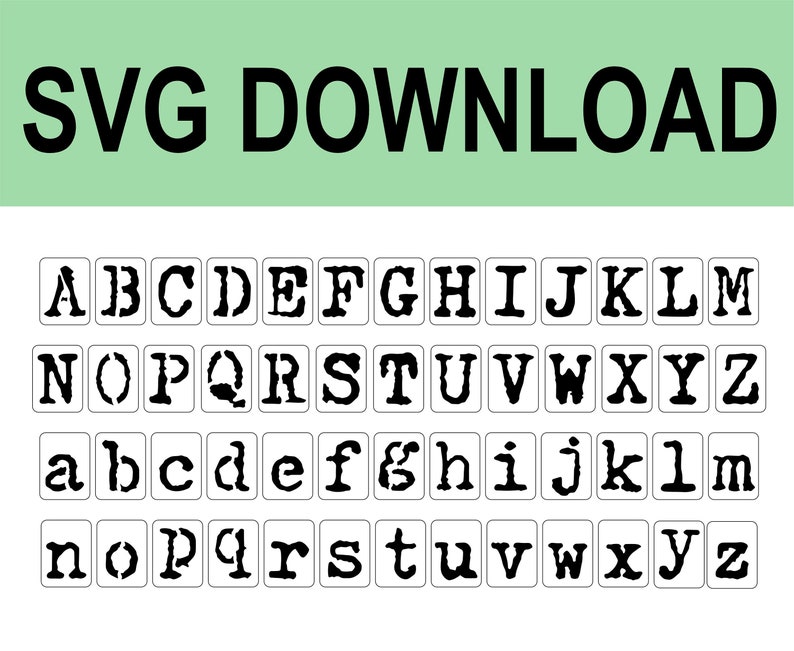 Typewriter Font SVG Stencil Digital Download File Uppercase Etsy