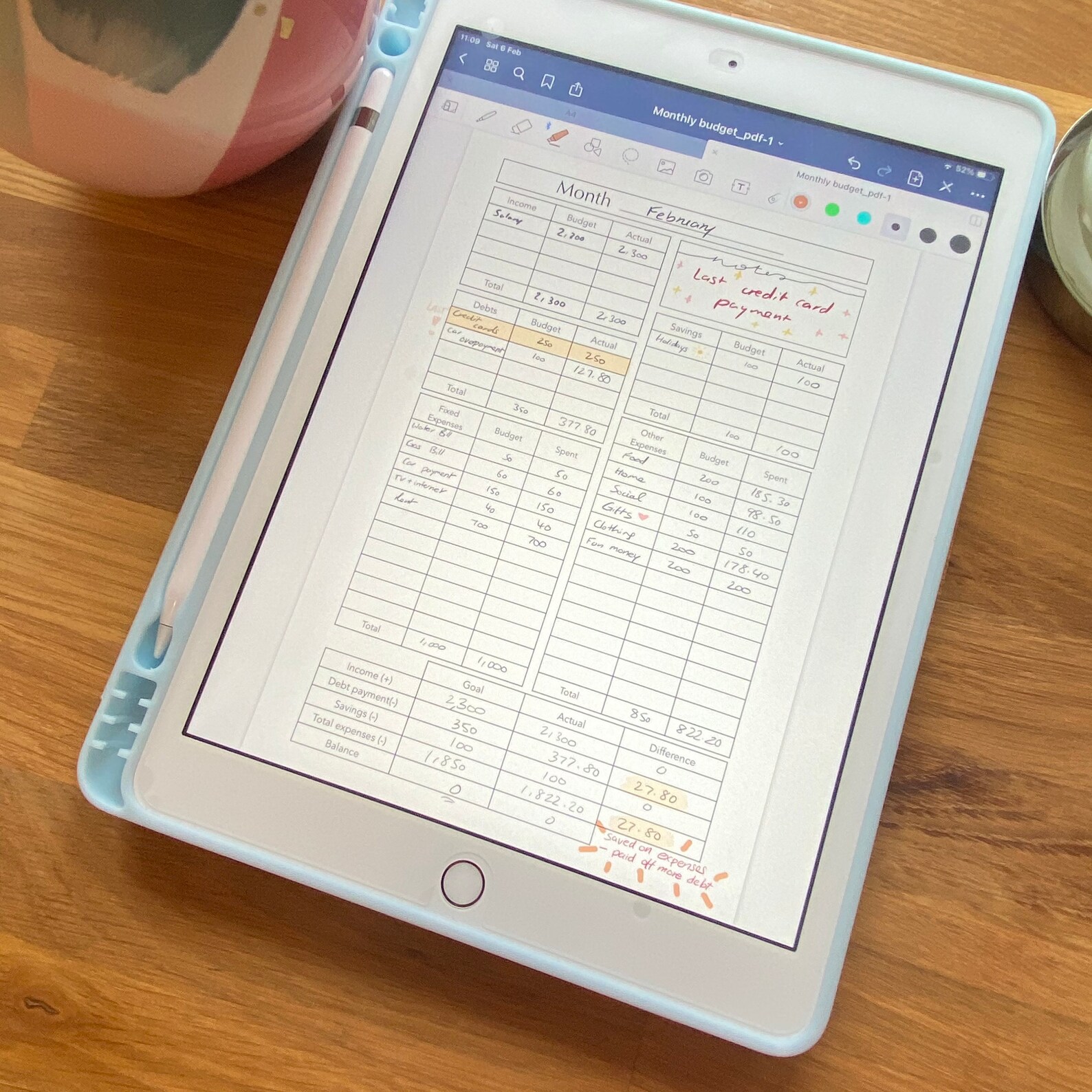 Digital Monthly Budget Planner Ipad Budget Planner One Page Etsy