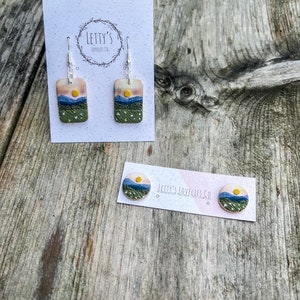 Gifts for her | Camel’s Hump Landscape|POLYMER CLAY EARRINGS | lightweight | statement earrings | handmade| hypoallergenic|