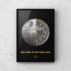 Schnelle dunkle Seite des Mondes, Uhrmacherkunst Kunstdruck, Mann auf dem Mond Uhr Print, Geschenk für Ihn, Geschenk für Mann, Valentinstagsgeschenk