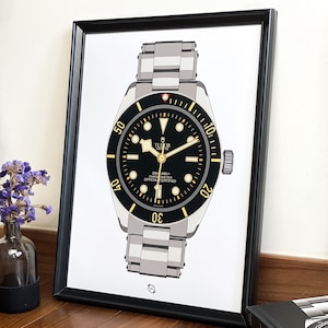 Tudor Black Bay 58 Print, Watch Print, Sztuka zegarmistrzowska, Zegarmistrzowski wydruk, Wystrój sypialni, Prezent urodzinowy dla niego, Prezent świąteczny