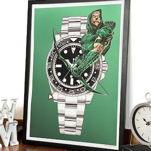 GMT Green Arrow Print, Watch Print, Horology Art, Horology Print, Bedroom Decor, Birthday Gift For Him, Christmas Gift