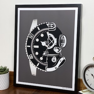 Sub Dive Poster, Watch Print, Horology Art, Horology Print, Bedroom Decor, Christmas Gift, Birthday Gift For Him