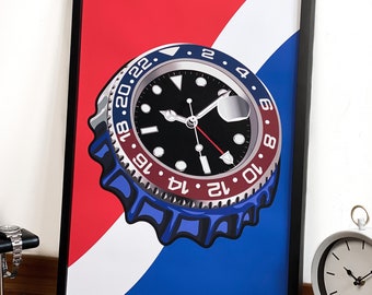 GMT Pepsi Print, Watch Print, Horology Art, Horology Print, Bedroom Decor, Valentines day Gift, Birthday Gift For Him