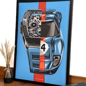 RM 11-05 Ford GT Poster, Watch Print, Horology Art, Horology Print, Bedroom Decor, Valentines Gift for him, Birthday Gift For Him