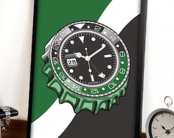 GMT Sprite Print, Watch Print, Horology Art, Horology Print, Bedroom Decor, Birthday Gift For Him, Christmas Gift