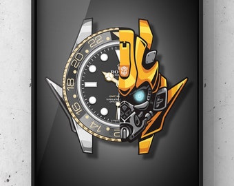 GMT Bumblebee Print, Watch Print, Horology Art, Horology Print, Bedroom Decor, Birthday Gift For Him, Christmas Gift