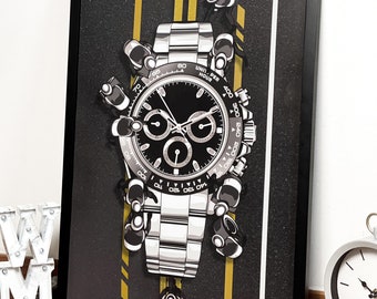 Dayto (Schwarz) Druck, Uhrendruck, Uhrmacher Kunst, Horologie Druck, Schlafzimmer Dekor, Weihnachtsgeschenk, Geburtstagsgeschenk für ihn, Valentinstagsgeschenk