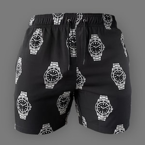 Diver Swim Shorts, Horology Art, Horology Print, Watch lover, Christmas Gift, Birthday Gift For Him, Beach shorts, Valentines Gift for him