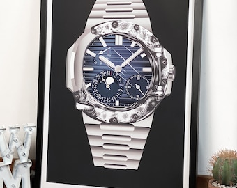 Impresión PP 5712 (ojo de buey), impresión de reloj, arte de relojería, impresión de relojería, decoración de dormitorio, regalo de Navidad, regalo de cumpleaños para él