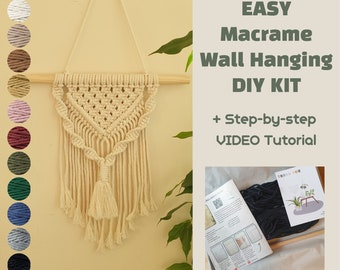 HARRIET Macrame Wall Hanging DIY KIT for beginners, Macrame Wall Hanging Kit w/ written instruction & video tutorial / Birthday gift for her