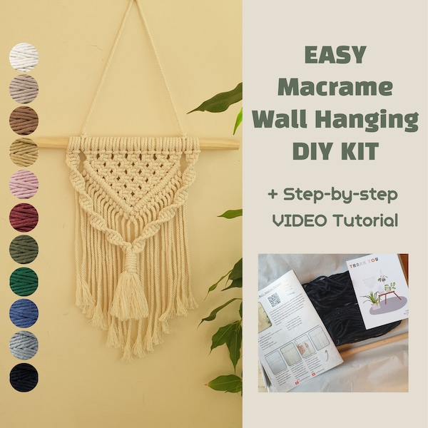 HARRIET Macrame Wall Hanging DIY KIT pour débutants, Macrame Wall Hanging Kit w/ instruction écrite et tutoriel vidéo / Cadeau d’anniversaire pour elle