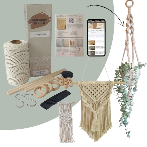 DIY Beginners Macrame Kit with all supplies needed and