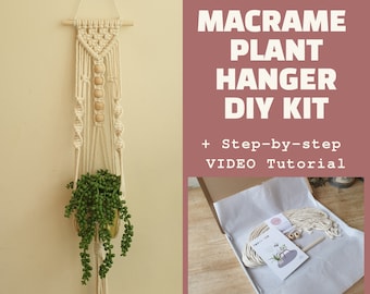 JULIA Easy Macrame Plant Hanging DIY KIT for beginners with a written instruction & a step by step video tutorial Macrame Starter kit