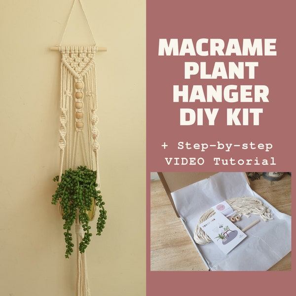 JULIA Easy Macrame Plant Hanging DIY KIT for beginners with a written instruction & a step by step video tutorial Macrame Starter kit