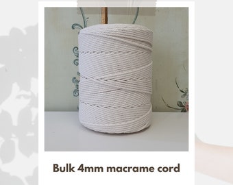 Bulk 400m Macrame cotton cord 4mm 3-ply 400m 3 Strand Cotton Macrame Rope, Weaving Strong Yarn String Macrame rope Corde