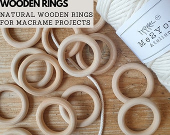 55mm wooden ring for macrame wall hanging, plant hanger etc. High quality hardwood Macrame supplies wood rings