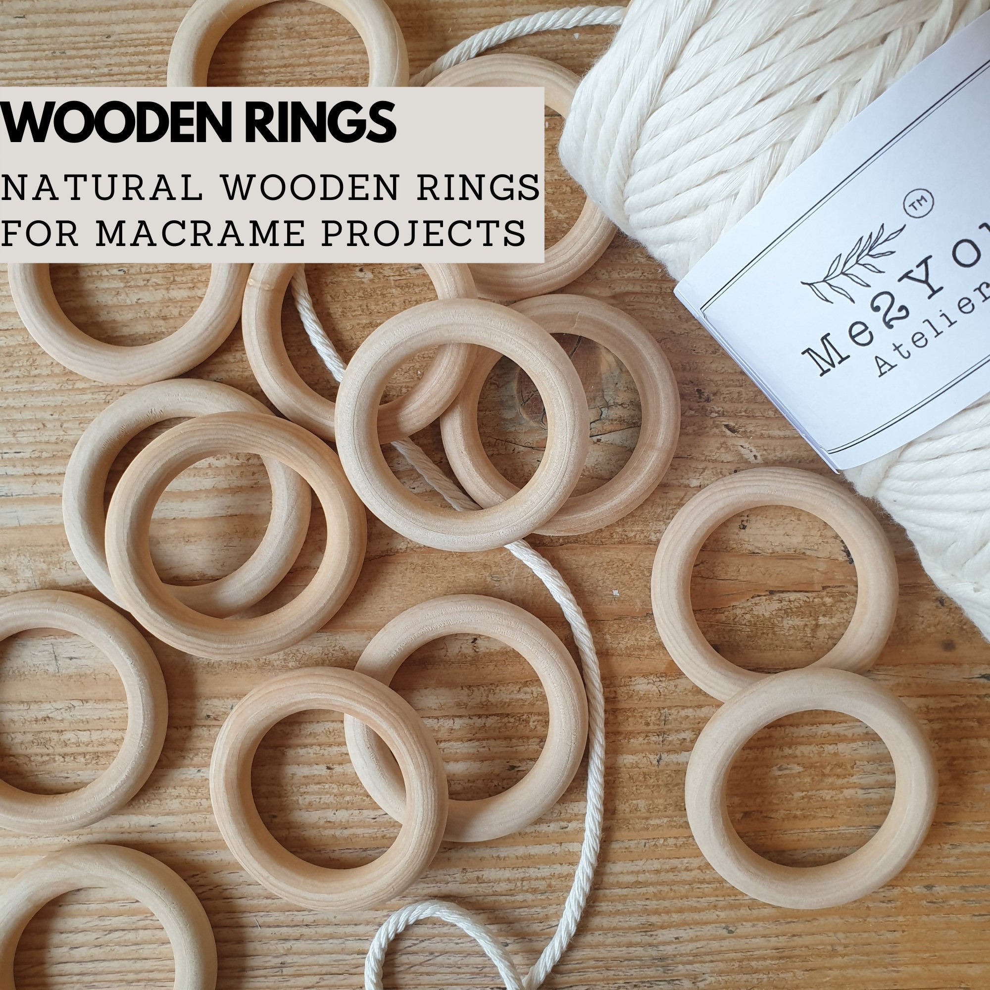 10 of The Safest Natural Smooth Finished Beech Wood Rings for DIY Crafts -  55mm