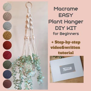 EMMA Macrame Plant Hanging DIY KIT for beginners Macrame Plant Hanger Kit with a written instruction & video tutorial Birthday gift for her