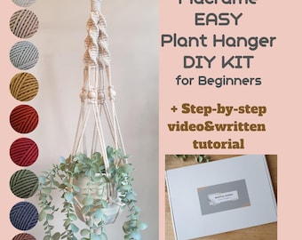 EMMA Macrame Plant Hanging DIY KIT for beginners Macrame Plant Hanger Kit with a written instruction & video tutorial Birthday gift for her