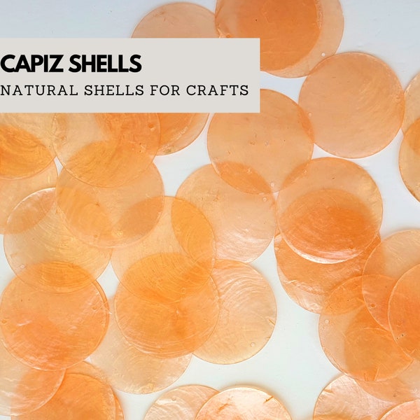 Orange Natural Capiz Shells / 2 Holes / 50mm