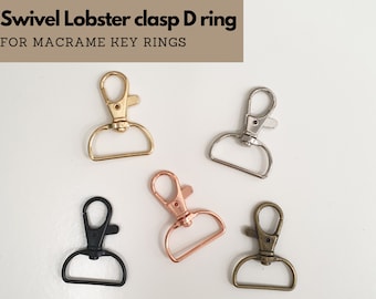 10pcs Swivel Clasps Lobster clasp D ring Key chain Key ring for Macrame, Bag, Key chain supplies - Choose the colour