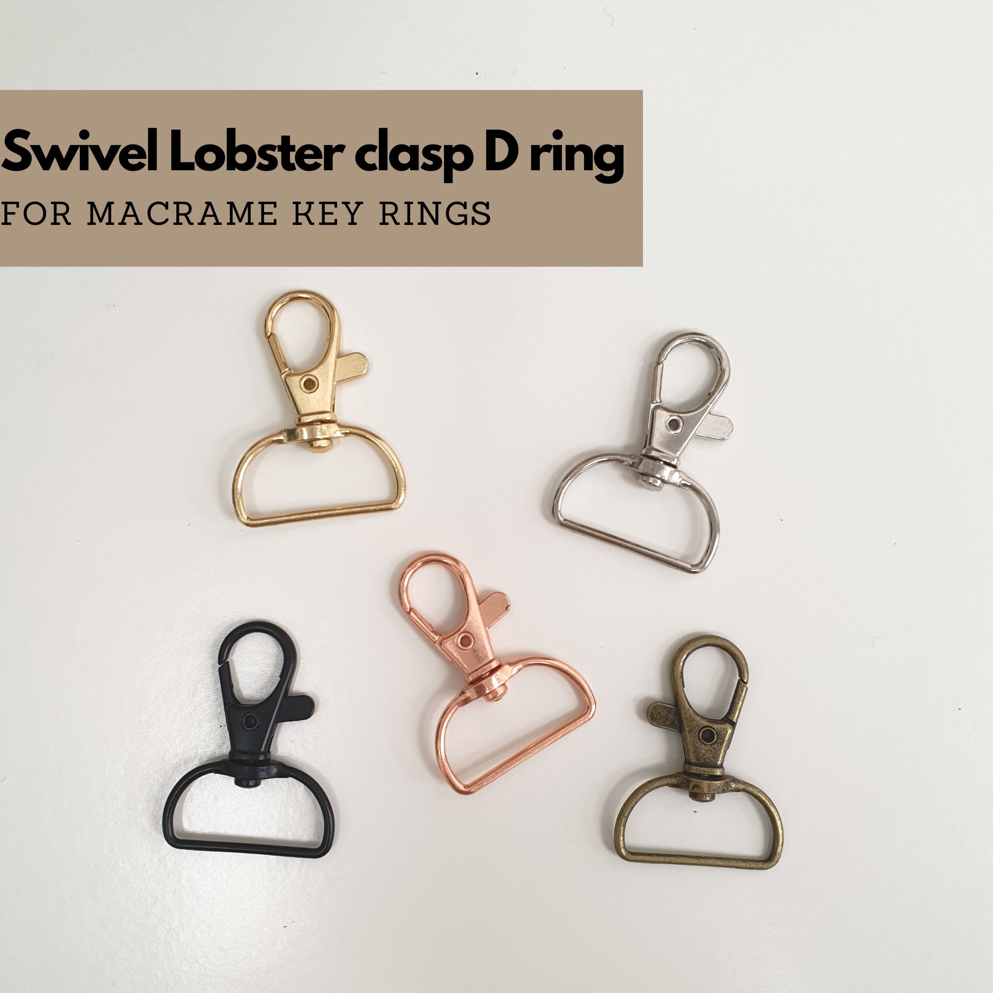 10pcs Swivel Clasps Lobster Clasp D Ring Key Chain Key Ring for Macrame,  Bag, Key Chain Supplies Choose the Colour 