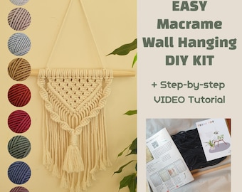 HARRIET Macrame Wall Hanging DIY KIT for beginners, Macrame Wall Hanging Kit w/ written instruction & a video tutorial Birthday gift for her