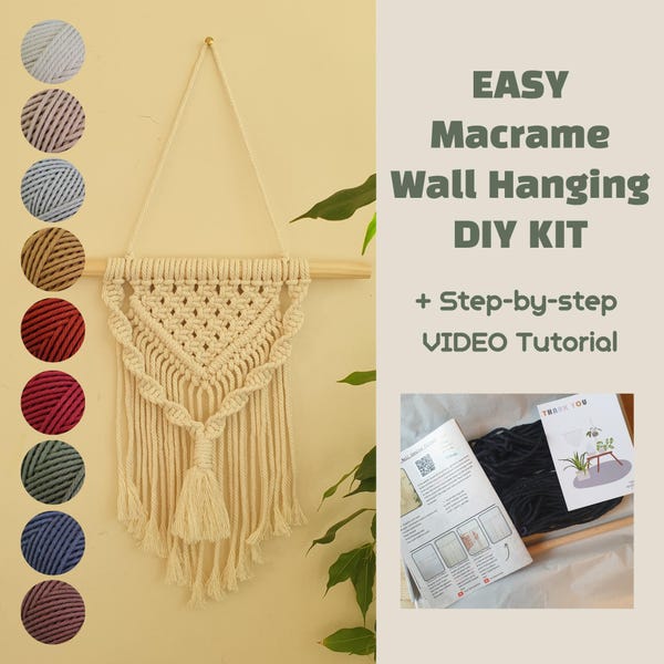 HARRIET Macrame Wall Hanging DIY KIT for beginners, Macrame Wall Hanging Kit w/ written instruction & a video tutorial Birthday gift for her