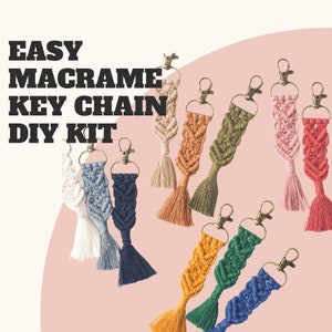 JOY Macrame Key ring (Key Chain or Bag Charm Accessories DIY KIT for beginners w/ written instruction & video tutorial / Birthday gift