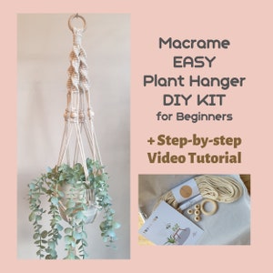 EMMA Macrame Plant Hanging DIY KIT for beginners Macrame Plant Hanger Kit with a written instruction & video tutorial Birthday gift for her image 1