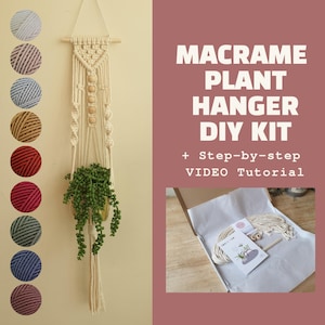 JULIA Easy Macrame Plant Hanging DIY KIT for beginners with a written instruction & a step by step video tutorial Macrame Starter kit