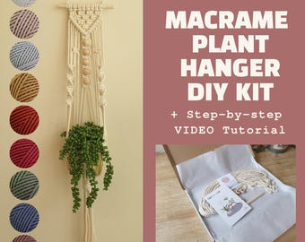 JULIA Easy Macrame Plant Hanging DIY KIT for beginners with a written instruction & a step by step video tutorial Macrame Starter kit