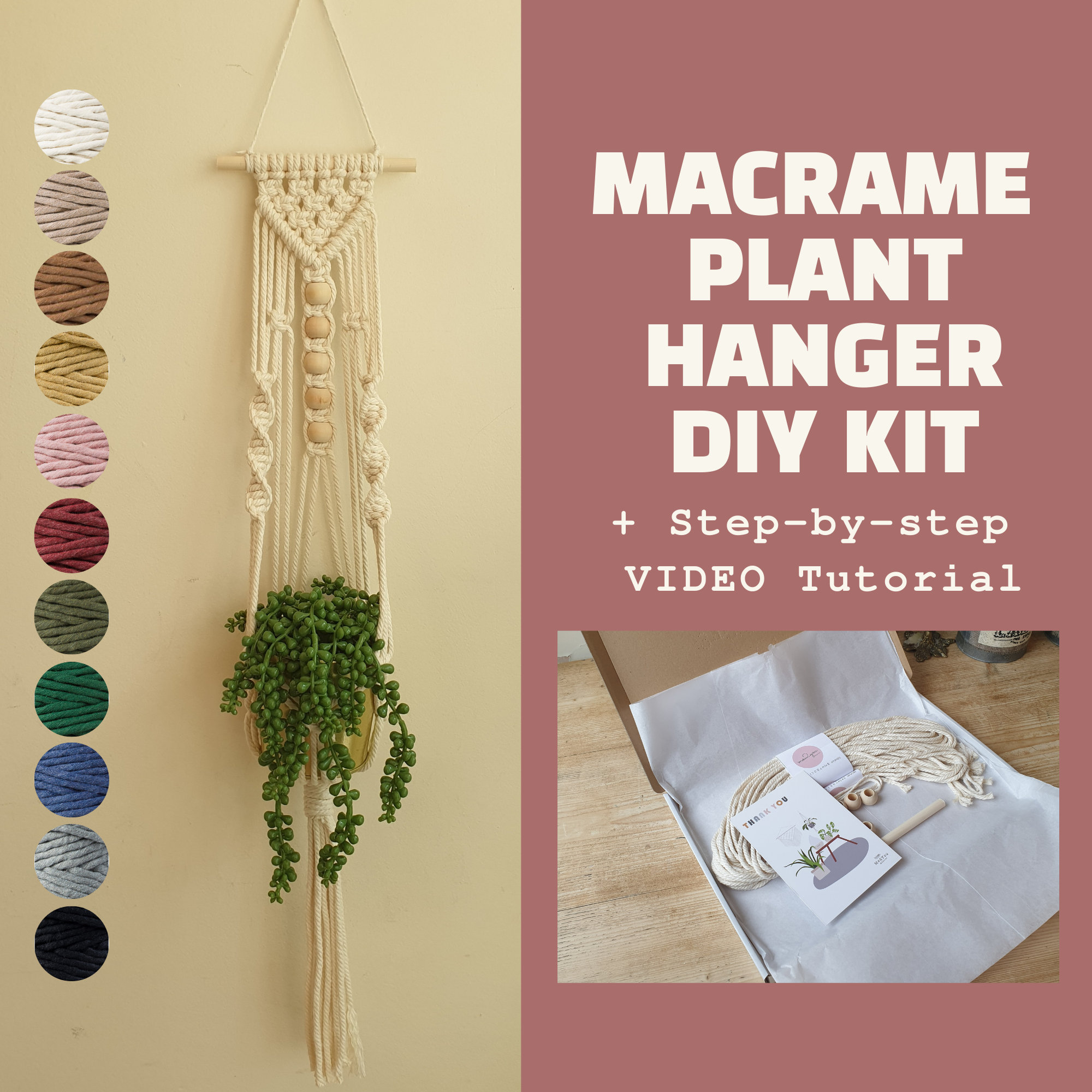 DIY Macrame Plant Hanger Kit With Video Tutorial