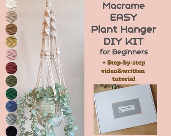 EMMA Macrame Plant Hanging DIY KIT #2 for beginners Macrame Plant Hanger Kit with written instruction, video tutorial Birthday gift for her