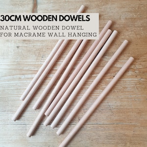 30cm wooden dowel wood stick rod for macrame wall hanging etc. High quality hardwood Macrame supplies craft