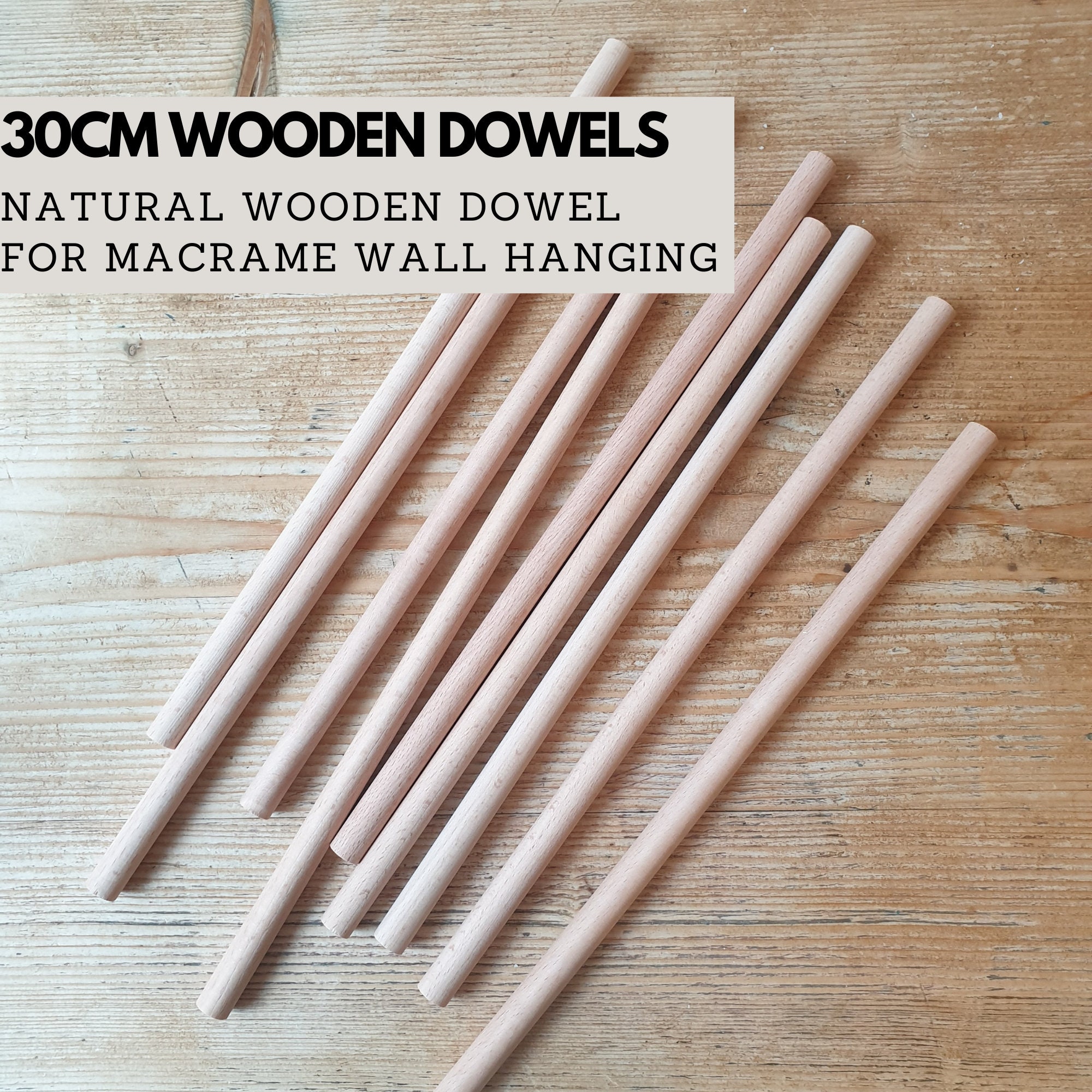 Wooden Dowel Rod with Two Holes Handcarved Dowel Wall Hanging