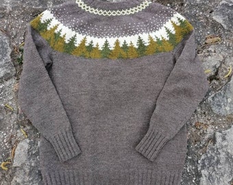 Forestsweater for men, PDF knitting pattern in german and english