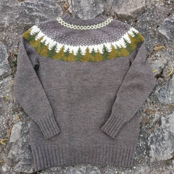 Forestsweater for men, PDF knitting pattern in german and english