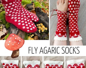 fly agaric socks - PDF knitting pattern
