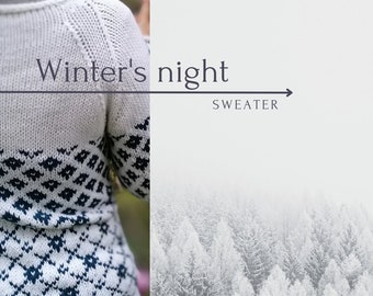 Winter's night sweater, PDF Strickanleitung für Damenpullover in englisch und deutsch