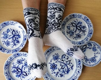 Blue Onion by Zwiebelmuster Czechoslovakia - Eight Vintage Dessert