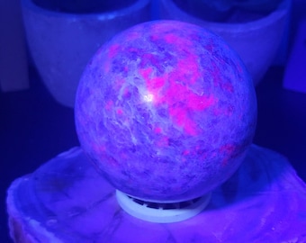 UV Ruby and Kyanite in Matrix Sphere – 2.4 Inches, 12.8oz UV Reactive