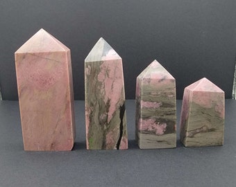 Rhodonite Obelisks - Crystal Towers - Points - Crystal Tower - Crystal Towers - Crystals