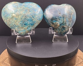Blue Apatite Hearts - Crystal Hearts - Heart Carving - Crystal Heart Carvings - Crystal Home Decor - Pocket Crystals - Crystal Gifts