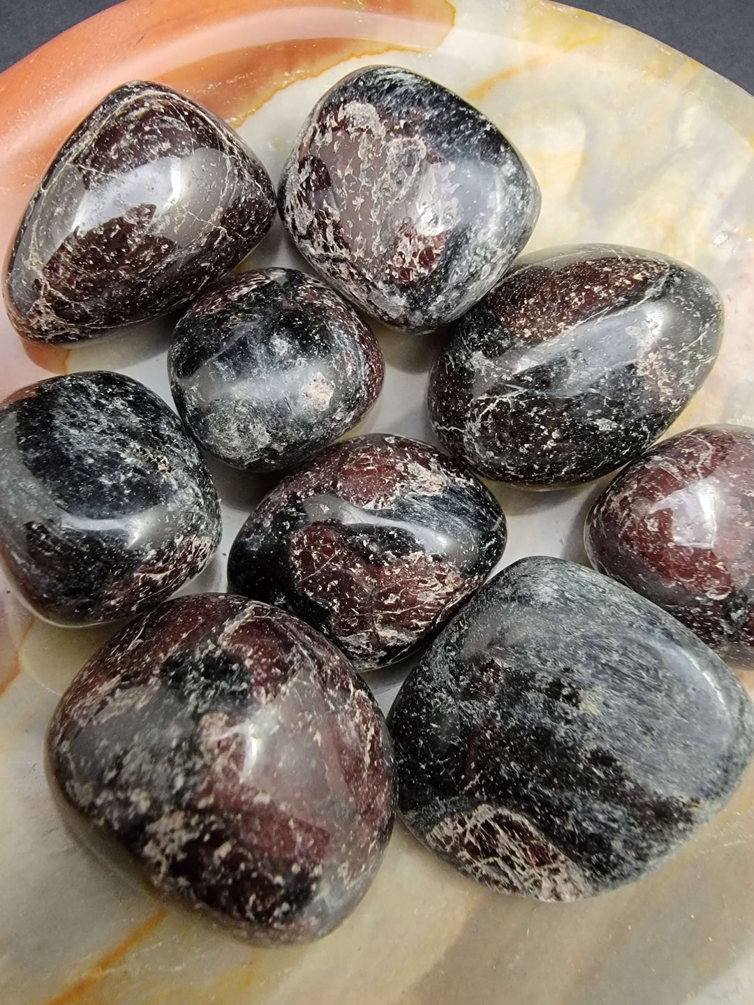 and Arfvedsonite Tumbles and Arfvedsonite Tumbled Stones