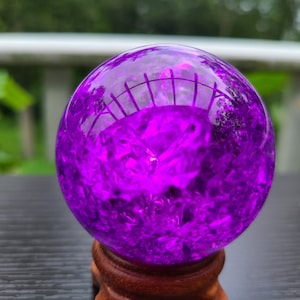 Crackle Glass Sphere 2&quot; – Multicolor Crystal Ball in Purple, Blue, Yellow, Pink – Vibrant Home Decor Orb