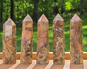 Red, Peach, Tan, Mixed Color Rhyolite Towers - Ocean Agate - Points - Generators - Video - Crystal Tower - Crystal Tower